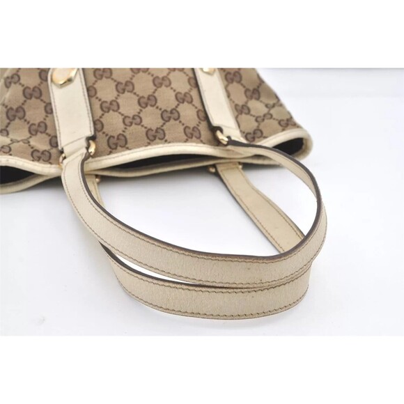 Authentic GUCCI Charmy Shoulder Tote Bag GG Canvas Leather 153361 Brown 8782J - Picture 7 of 16